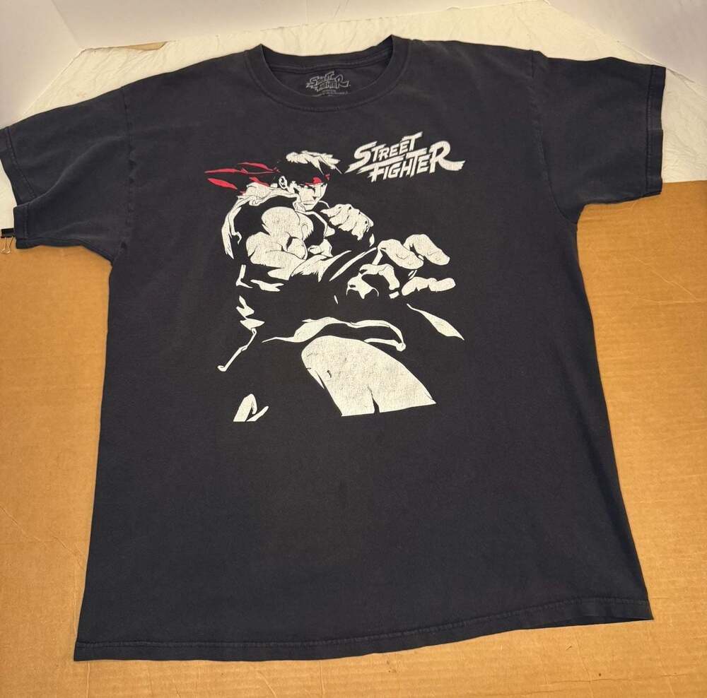 Street Fighter Ryu Graphic T-Shirt Black Size L Capcom Bioworld